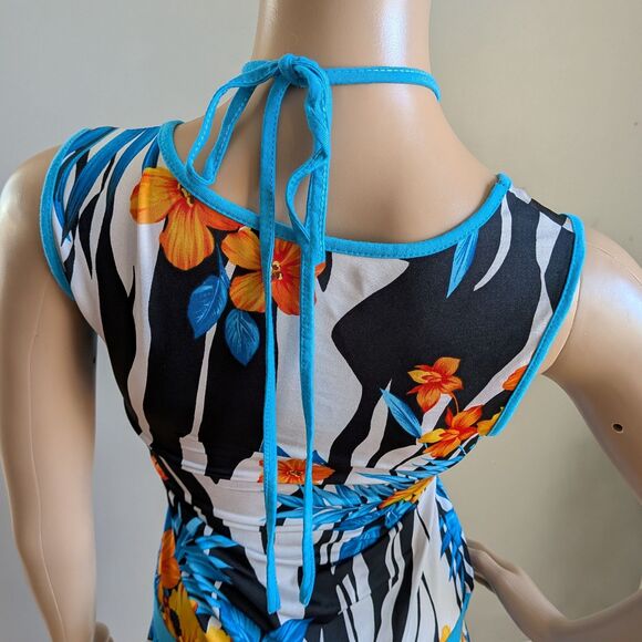Vintage Y2K Micro Mini Dress Floral Halter Drop Waist Trashy Ruffle Top Small - Picture 11 of 12